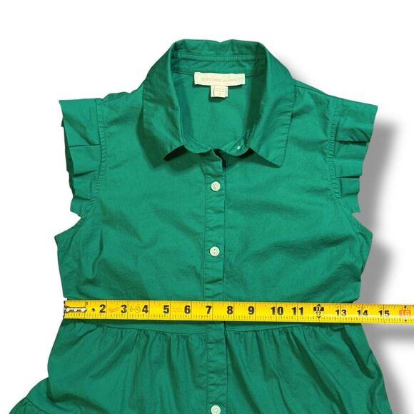 Monteau Los Angeles Womens Kelly Green Button Down Tiered Sleeveless Dress Small - Picture 7 of 8